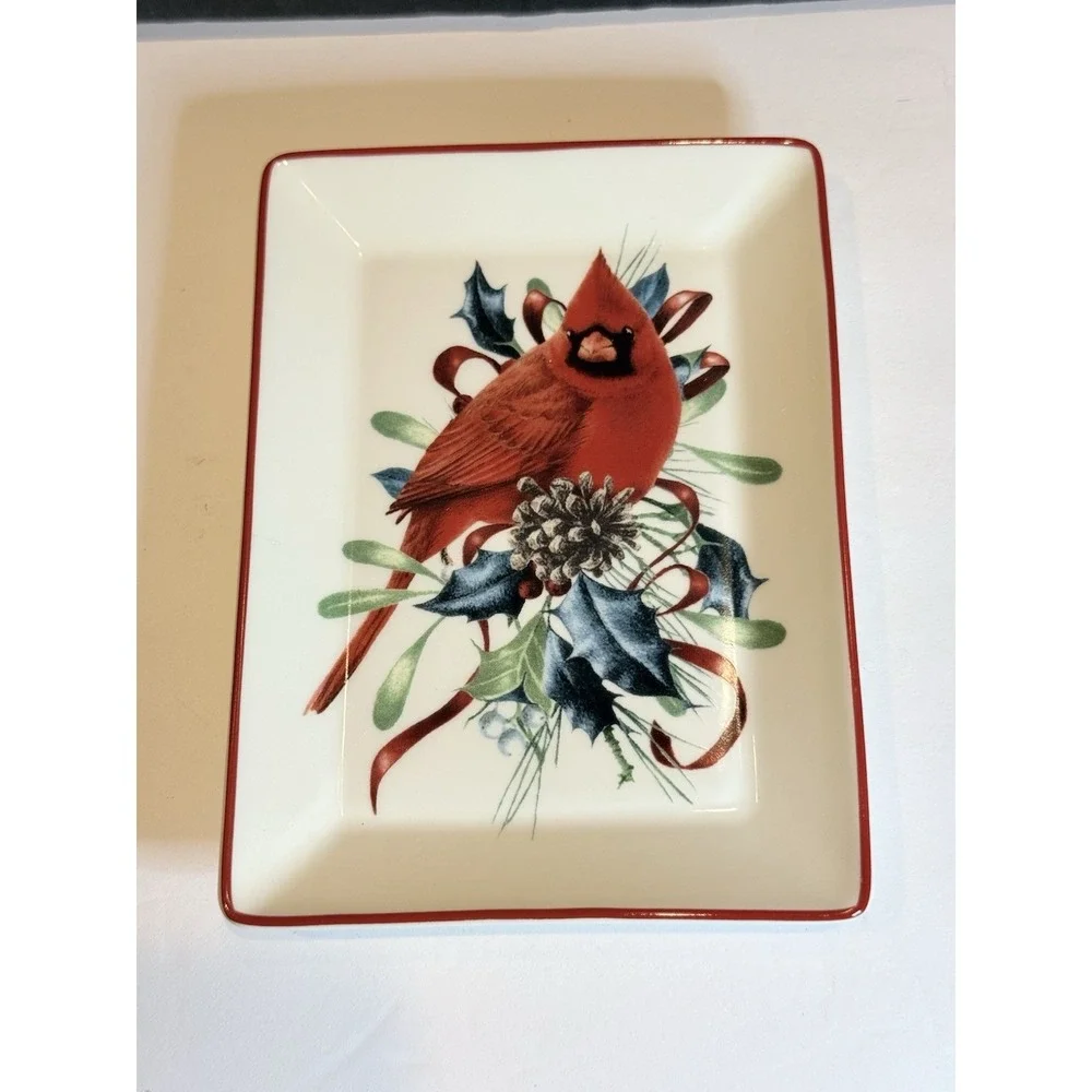 Lenox Winter Greetings Cardinal Spoon Rest Tray 6.5